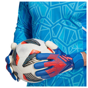 Gants de gardien de but de football Econex Sports, doigts entièrement couverts, bleu orange, cuir PU, silicone antidérapant, respirant, fermeture à boucle et crochets - Product Image 6