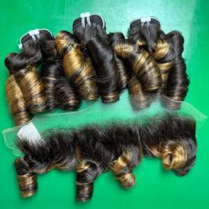 CDYHAIRVN Tissage de cheveux bouclés rebondissants 100% naturels, lots de mèches souples et élastiques, extensions de cheveux Remy vietnamiens, noir naturel - Product Image 1