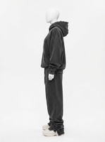 Ensemble survêtement 2 pièces pour femme, imprimé délavé à l'acide, coupe oversize, avec sweat à capuche et pantalon de survêtement à ourlet brut, style streetwear, 100% coton