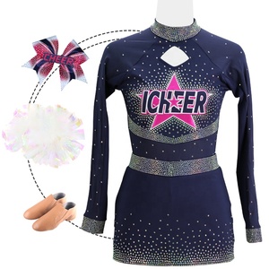 Conjunto de Uniforme de Animadora Sexy de Alta Calidad, 3 Piezas, Bolero, Pantalones Cortos y Calcetines, Precio al por Mayor OEM, Spandex/Poliéster - Product Image 5