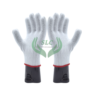 Cotton Knit Work <b>Gloves</b> Full Texture Anti-Slip Durable General Purpose Safety <b>Gloves</b> with Knit Wrist <b>Red</b> Trim - Product Image 4