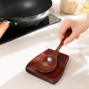 Ensemble de repose-cuillères en bois avec support rectangulaire lisse pour ustensiles de cuisine - Product Image 6