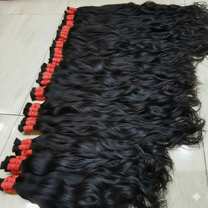 Cheveux humains naturels bruts Remy d'Inde du Sud de 26 pouces, ondulés, noirs naturels, non traités, pour tressage et fabrication de perruques - Product Image 1