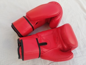 Nouveaux Gants de Boxe Sanda Professionnels en PU Rouge Authentique 12oz avec Logo Personnalisé, Moulage à la Machine, Fermeture Auto-agrippante Ajustable et Extensible - Product Image 6