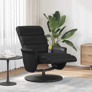 Sillón de Masaje Reclinable de Cuero Sintético Negro con Detalles Metálicos, Elegante y Cómodo, Categoría de Producto: Madera Contrachapada Mediana - Product Image 1