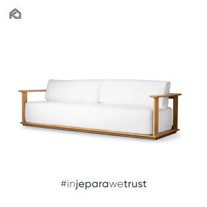 Canapé tissé à la main haut de gamme, design élégant Novo avec bois de teck, moderne, pour jardin - Budi, écologique et durable - Product Image 1