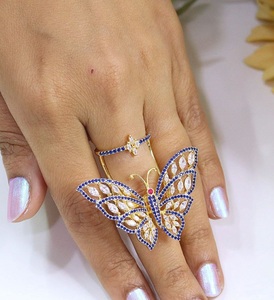Exquisite Premium Quality <b>Brass</b> Silver Plated Zircon Moving Butterfly <b>Ring</b> for Party Wear Trendy Collection Women's & Girls - Product Image 2