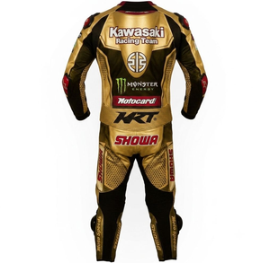 ชุดแข่งรถจักรยานยนต์ Jonathan Rea WSBK รุ่น Rawasaki MotoCP หนังวัวและหนังจิงโจ้ หนา 1.3 มม. พร้อมเกราะป้องกัน CE - Product Image 2