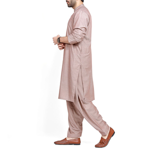 Shalwar Kameez décontracté pour homme, été/hiver, grande taille, séchage rapide, respirant, motif uni, tricoté, en coton indien gaufré, pour soirée - Product Image 4