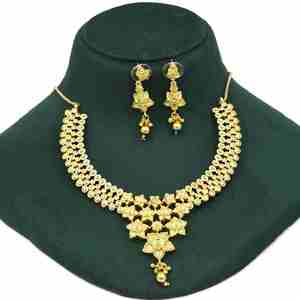 Colliers de mode plaqués or 14K, 18K, 24K en gros, design floral traditionnel, bijoux et boucles d'oreilles pendantes assorties - Product Image 1