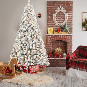 Sapin de Noël floqué pré-éclairé de 2,10 m avec 250 lumières blanc chaud, branches réalistes en PVC de qualité supérieure - Product Image 2
