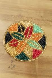 Handmade Beaded Printed Multicolor <b>Matte</b> Finish Coasters for Cups Dining <b>Table</b> Decor - Product Image 5