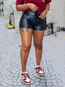 Trendy Women's Faux Leather Hot Pants OEM Custom Logo PU Leather Shorts for Fashion <b>Clothing</b> Brands - Product Image 3