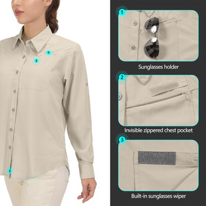 Vêtements d'extérieur : Chemises de pêche élégantes et de qualité supérieure en coton, personnalisables avec logo, pour femmes. - Product Image 4