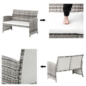 Set di Mobili da Esterno in 4 Pezzi per Tutte le Stagioni, Divano Sezionale in Rattan Intrecciato con Cuscini per Aree Conversazione in Giardino - Product Image 5
