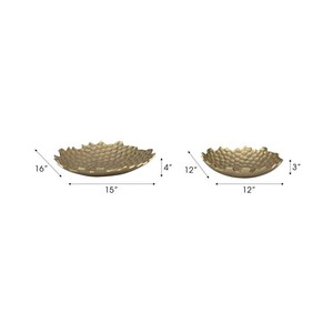 Bol à mélanger et plateau de service en aluminium en forme de fleur, faits à la main, durables, écologiques, pour les fruits et la décoration de table - Product Image 1