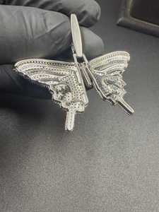 Pendentif papillon de luxe en argent sterling 925 avec incrustation micro-pavée de moissanite, bijou fantaisie pour femme, cadeau - Product Image 3