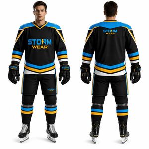 Camiseta de Hockey sobre Hielo para Hombre Storm Wear, Sublimada, Cuello en V, Manga Larga, Poliéster que Absorbe la Humedad, Ropa Deportiva para Equipo, Talla Adulto - Product Image 1