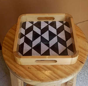 Plateau de service carré en bambou moderne et léger pour café, thé, salle à manger, décor de cuisine par Falak World Export - Product Image 4