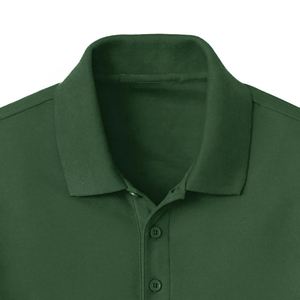 Camisa Polo Oxford de Manga Corta Verde Sólido para Hombre, Diseño Casual Tejido con Botones, Corte Regular - Product Image 6