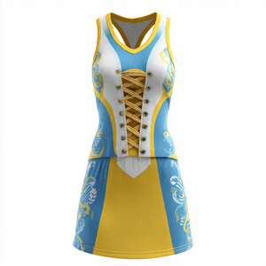 Hauts de maillot de netball à sublimation de haute qualité 100 % polyester sans manches pour femmes, col carré - Product Image 3