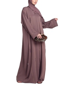Vestidos Maxi de Moda Musulmana para Mujer, Hijab, Casuales, de Poliéster y Chifón, Manga Larga, Cintura Alta, Plisados, Abaya, Holgados - Product Image 3