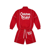 Ensemble de survêtement sportif pour homme, 2 pièces, veste et short, rouge, personnalisé, séchage rapide, polyester, été