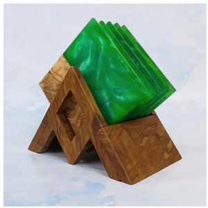 Handmade <b>Resin</b> Wood Coaster Set Holder Eco-Friendly Non-Toxic 10mm Thick Personalized <b>Table</b> Coasters for Housewarming Gift - Product Image 3