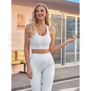 Vêtements de yoga écologiques personnalisés en spandex/nylon, vêtements de sport, vêtements de fitness pour femmes, soutiens-gorge de sport, leggings taille haute, ensemble de pantalons - Product Image 3