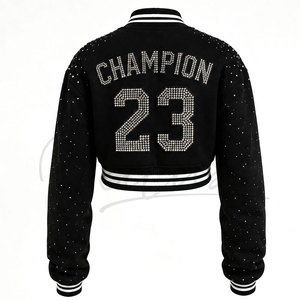Wholesale Custom TELLUS APPAREL Women's Breathable Wool Varsity <b>Jackets</b> Solid Baseball <b>Jackets</b> Autumn Winter Wear OEM - Product Image 2