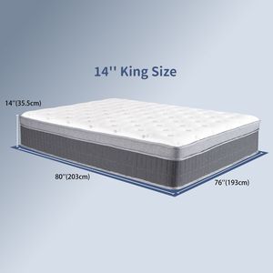 Materasso Ibrido King Size da 14 Pollici in Memory Foam con Molle Insacchettate e Supporto Medio-Rigido per Isolamento del Movimento e Comfort ai Bordi - Product Image 3