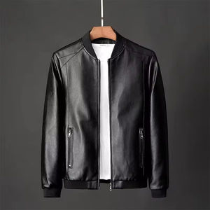 Premium Men's Real Lambskin <b>Leather</b> <b>Winter</b> Racer <b>Jacket</b> with Sheep Fur Trim Classic Slim Fit Genuine <b>Leather</b> Outerwear - Product Image 1