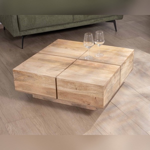 Table basse carrée Vandana Silver Design de style contemporain, en bois massif naturel - Product Image 4