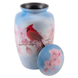 Urna Funeraria Blanca Estilo Americano de 200 Pulgadas Cúbicas con Diseño de Cardenal - Product Image 4