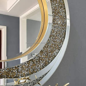 Espejo de pared decorativo de retales de sol plateado con diamantes, espejos de lujo modernos para la sala de estar, baño, dormitorio, entrada - Product Image 4