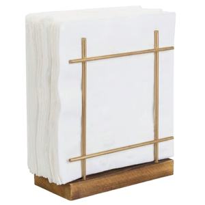 Servilletero de Diseño de Alta Calidad en Oro, Metal y Madera, para Mesas de Comedor, Ambiente Festivo para Interiores y Exteriores, Picnics - Product Image 1