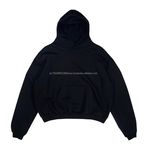 Ready to Ship <b>Black</b> Thick Heavyweight 500gsm 450gsm <b>Hoodies</b> Men Custom logo 100% Cotton <b>Oversized</b> Plain <b>Hoodies</b> No String - Product Image 5