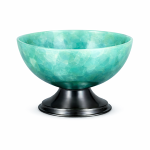 Bol en marbre vert clair époustouflant avec support noir, élégant bol décoratif en résine pour la maison et le bureau modernes - Product Image 1