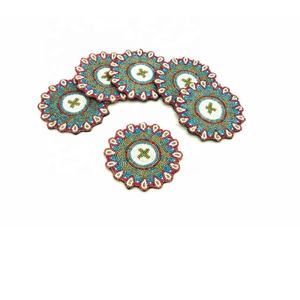 Ensemble de 6 sous-verres en perles de verre multicolores faits à la main modernes pour boisson sous-verres en perles de verre pour table basse - Product Image 4