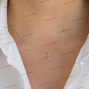 Collar con colgante de letra E de plata 925 y moissanita, dije de diamante con inicial del alfabeto, elegante joya para uso diario, regalo para mujeres y niñas - Product Image 2