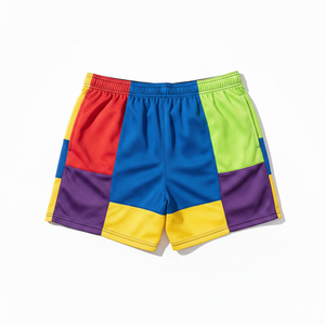 Shorts de sport en maille vibrante à empiècements - Vêtements de sport respirants haute performance - Product Image 2