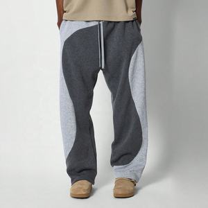 Pantalon de survêtement en molleton de coton solide 100% anti-rides, coupe ample et taille moyenne, pantalon de survêtement pour homme à double panneau - Product Image 2