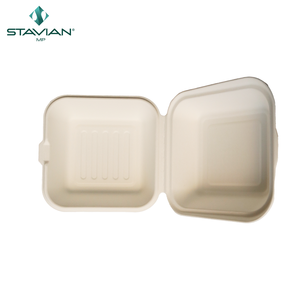 Conteneur alimentaire personnalisé biodégradable et étanche 6x6 en matériau à base de fibres végétales, boîtes jetables écologiques en bagasse - Product Image 6