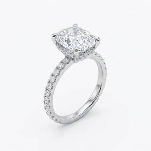 Anillo de Compromiso de Oro Blanco de 14K con Diamante Corte Cojín, Anillo de Boda Solitario, Certificado IGI, de Lujo para Mujer - Product Image 1