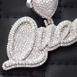 Pendentif Lettre Queen en Argent 925 Plaqué Rhodium, Moissanite Taille Brillant Micro-Pavé, Unisexe, Luxe, Forme Animale, Style Hiphop, Breloque - Product Image 6