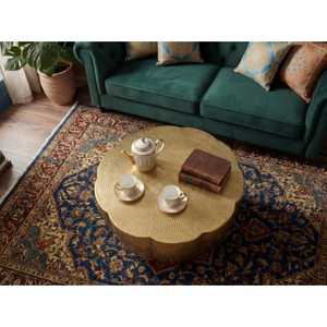 Mesa de Centro Redonda de Metal Martillado de Estilo Antiguo, Muebles Hechos a Mano para Sala de Estar, Diseño Tradicional, 42 cm de Diámetro - Product Image 4
