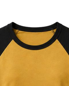 Mustard Yellow And Black <b>Raglan</b> T Shirt For Women Casual Crew Neck Short Sleeve Soft Cotton Blend Summer Fashion <b>Top</b> - Product Image 6