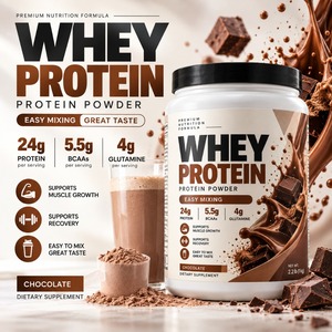 Poudre de protéines de lactosérum personnalisée en marque privée OEM ODM, 24 g de protéines, 5,5 g de BCAA, nutrition sportive au chocolat - Product Image 2