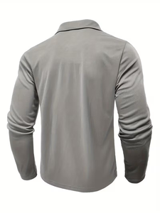 เสื้อเชิ้ตผู้ชายแบบเรียบ ระบายอากาศได้ดี แห้งเร็ว ให้ความรู้สึกเย็นสบาย เหมาะสำหรับใส่เล่นกอล์ฟ ลำลอง แขนยาว ปกเสื้อเชิ้ต สวมใส่ได้ทั้งฤดูร้อนและฤดูใบไม้ผลิ เหมาะสำหรับกิจกรรมกลางแจ้ง - Product Image 4