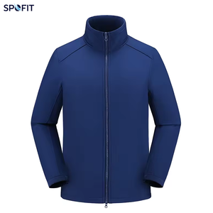 SPOFIT Chaqueta de forro polar para hombre, cuello alto, cremallera completa, deportiva, color gris oscuro, manga larga - Product Image 4